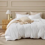 Bedsure 100% Washed Cotton Duvet Cover Set-king,simple,linen Like White 104 X90. Fixed Price $55.00.