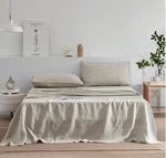 Everly French Linen Sheet Set Flat & Fitted California King Beige New No Tags. Fixed Price $114.99.