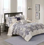 Madison Park Coverlet Set 6 Pcs Cotton Blend 90" X Full/queen Navy/tan. Fixed Price $89.00.