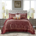 Madison Park Aubrey Reversible Quilted Bedspread Set, Burgundy 5 Piece. Fixed Price $122.40.