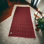 Dkny Donna Karen Throw Blanket Scarf Fringe Edges Red Black Plaid 100% Acrylic. Fixed Price $28.00.