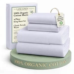 Lane Linen 100% Organic Cotton Printed King, 17: Ticking Stripe - Cobalt Blue. Fixed Price $76.41.