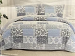 Caro Home 3-PIECE Cotton Quilt Set Patchwork Blue Queen Size 96X90IN. Fixed Price $49.99.