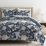 Cotton Quilt Set King 3 Piece Reversible Navy Multi Sydney Lush Decor Bedding. Fixed Price $209.99.
