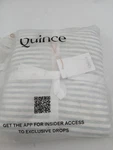 Quince European Linen Stripe Sham Set Standard Mist Blue Quilted Bedding New. Fixed Price $32.99.