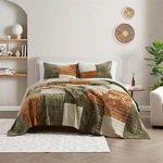 Wonderful 3-PIECE Velvet Patchwork Quilt Set Queen Striped Channel Stitch Green. Fixed Price $119.89.