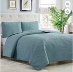 Mellanni Bedspread Twin Set 3-PIECE Oversized Cover, Quilt, Spa Blue Nob. Fixed Price $33.59.