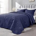 Navy Oversized King Bedspread Set - 128X120 Extra Wide Quilt & Shams. Fixed Price $107.99.