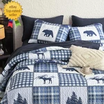 - Rustic Quilt Set, Cabin Lodge Christmas Bear Moose Deer Woodland Western. Fixed Price $28.44.