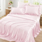 Homiest Ruffled Satin Sheets Full Size 6PC Set Blush Pink Bed With.... Fixed Price $39.81.