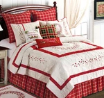 Berry Embroidered 3PC King ** Quilt Set : Garden Christmas Wreath Comforter. Fixed Price $269.95.