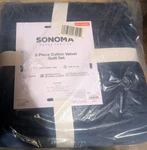 Sonoma 3 Piece Cotton Velvet Quilt Set - Navy. Fixed Price $102.84.