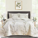 Quilt Set Queen Size Cream White With Black Branch Bedding 88X88 Soft Microf. Fixed Price $49.99.