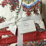 New Pottery Barn Adina King Quilt And 2 Euro Shams Set With Medallions. Fixed Price $395.00.