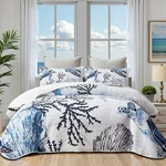 Coastal Bedding California King Size Quilt With 2 Shams, Nautical Beach. Fixed Price $107.99.