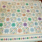 Arch Quilts Vintage Floral Pastel Star Patchwork King 89X99 Hand Quilted. Fixed Price $180.00.