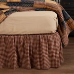 Patriotic Patch Primitive Twin Bed Skirt Red Tan Navy Plaid 39X76X16" Vhc Brands. Fixed Price $49.95.