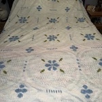 Vintage Style Cottagecore Grandmacore Chenille Bedspread White Blue 94 X 104. Fixed Price $34.99.