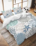 Coastal Coral Duvet Cover Set - California King, 3 Pieces, Beach Theme. Fixed Price $156.99.