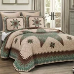 Donna Sharp Sea Breeze Star Quilt **queen** 3-PC Set Floral Country Cottage Teal. Fixed Price $170.00.