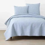 The Company Store Yarn-dyed Bengal Stripe Quilt Blue 100% Cotton Coastal Bedding. Fixed Price $25.00.