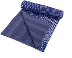 Indian Kantha Quilt Bedding Throw Indigo Blue Print Bedspread Cotton Handmade. Fixed Price $63.13.