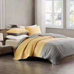 Echo 3-PIECE Reversible Coverlet Set In Grey/mustard Choice Of Size Brand New!. Fixed Price $89.98.