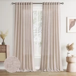 Joywell Oatmeal Linen Curtains 96" Long - 2 Panels For Living Room. Fixed Price $81.57.