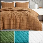 Chezmoi Collection Cosmo 3-PIECE Tencel Modal Blend Square Stitched Quilt Set. Fixed Price $67.99.