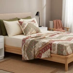 Dada Bedding Botanical Cranberry Sage Chevron Floral Flat Sheet W/ Pillowcas. Fixed Price $44.77.
