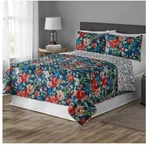 Mainstays Floral Red/blue Polyester Quilt Full/queen Reversible. Fixed Price $30.00.