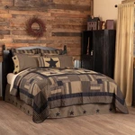 Primitive King Quilt Set Black Appliqued Check Star Cotton Vhc Brands. Fixed Price $261.15.