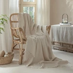 Xinju Muslin Fringe Blanket For Adults 100% Cotton Throw (50" 60"), Beige. Fixed Price $69.66.