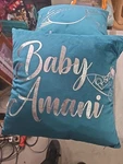 Teal Velvet Nursery Throw Pillow Custom Name Baby Amani With Astronaut Set Of 2. Fixed Price $20.00.
