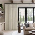Beige Tan Pinch Pleated Linen Curtains 96 Inches Long For Living Dining Room .... Fixed Price $63.00.