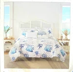 9PC Nicole Miller Blue Fish Coral Ocean King Quilt Set Sham Sheets Throw Pillows. Fixed Price $199.00.