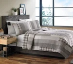 Eddie Bauer Fairview Gray & Cream Plaid Patchwork Cotton 2PC Twin Quilt Set. Fixed Price $49.99.