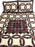 Vintage Double Wedding Ring Quilt Set W/ 2 Shams Blue Maroon Jcpenney Full/queen. Fixed Price $79.95.