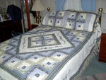 King Cotton Blue Log Cabin QUILT+2 Shams 97X108. Fixed Price $185.00.
