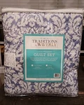 Waverly Luxury Microfiber Full/queen Quilt Set Blue Damask Pattern. Fixed Price $37.00.