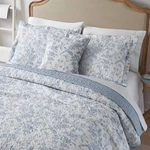Laura Ashley Amberley Blue Floral Cotton 3PC Twin Quilt Set. Fixed Price $75.99.