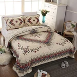 Beige Floral Embroidered Quilt Set King Size 100% Cotton Ethnic Patchwork Bed.... Fixed Price $248.91.