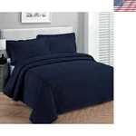 Fancy Collection Luxury Bedspread Coverlet Embossed Solid Navy Blue.... Fixed Price $88.50.