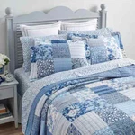 New Cozy Country Cottage Chic French Shabby Light Blue White Leaf Quilt Set. Fixed Price $168.32.