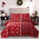 Red Plaid Merry Christmas Quilt Set With Gift Box, Full/queen, Multicolor. Fixed Price $51.46.