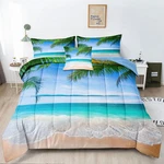 Bducok Ocean Comforter Set King Size Beach Bedding Tropical Palm Tree Haw. Fixed Price $75.35.