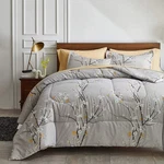 Gray Comforter Sheet Set Bed Bag 7 Pieces King Size Tree Branch Bloom Fl.... Fixed Price $71.00.