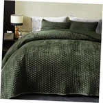 Velvet Size, Oversized Bedspread Quilted Bedding Set, King Army Green. Fixed Price $136.50.