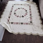 Home Classics Queen Embroidered Quilt Scalloped 102 X 118 Floral Flowers Cream. Fixed Price $45.93.