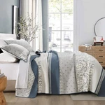 100% Cotton King - Modern Stripe Botanical Quilts With 2 Pillow Shams, .... Fixed Price $166.56.
